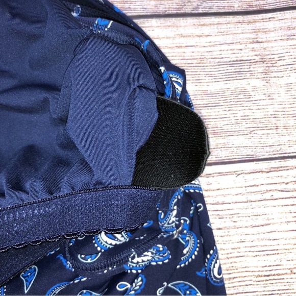 Lands' End Blue and White Paisley Control Sweetheart Tankini Top Size 12 - Picture 8 of 11
